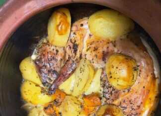 Γεμιστός Λαγός ή Κουνέλι με πατάτες στην γάστρα