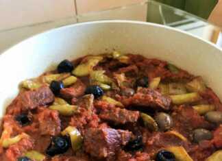 Μοσχαράκι με πιπεριές και ελιές