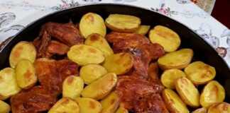 Φτερούγες κοτόπουλου με πατατες και μανιτάρια