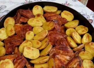 Φτερούγες κοτόπουλου με πατατες και μανιτάρια