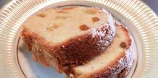 Κέικ μήλου με σταφίδες και γλασσο