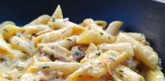 Πέννες με κρεμώδη σάλτσα μπεικον-κοτόπουλο
