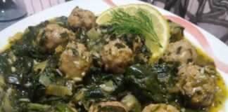 Σπανάκι με κεφτεδάκια λεμονατα!!!