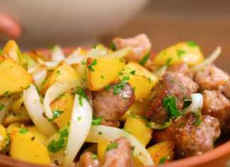 κρέας με πατάτες σε τηγάνι