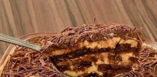 Μπικοτογλυκό με καραμελωμένο ζαχαρούχο και σοκολάτα