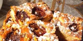 Νόστιμο κέικ με δαμάσκηνα, καρύδια, κανέλα και καστανή ζάχαρη για τον καφέ της Κυριακής