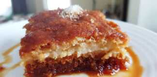 Εκμέκ Κανταΐφι με κρέμα και καραμέλα 