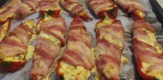 Γεμιστές πιπεριές με τυρί και τυλιγμένες σε μπέικον