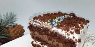 Κέικ με κρέμα μαύρης σοκολάτας και λευκή σοκολάτα