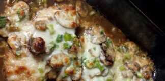 Κοτόπουλο με μανιτάρια και τυρί