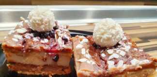 Μπισκότο κέικ με δύο είδη κρέμας, σοκολάτα και βανίλια