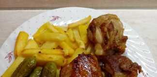 Χοιρινό με λίπος στο τηγάνι και τηγανιτές πατάτες