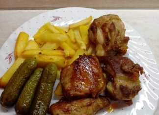 Χοιρινό με λίπος στο τηγάνι και τηγανιτές πατάτες