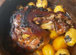 χοιρινό κότσι ψημένο στη γάστρα