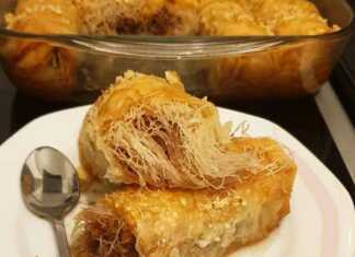 Η αυθεντική συνταγή για Γιαννιώτικο Κανταΐφι από τη Mari Glasgow. Μάθετε πώς να φτιάξετε το παραδοσιακό γλυκό των Ιωαννίνων με τραγανό φύλλο, πλούσια γέμιση καρυδιού και αρωματικό σιρόπι με μέλι.