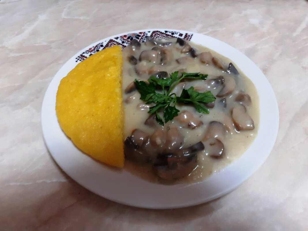 Μανιτάρια με λευκή σάλτσα