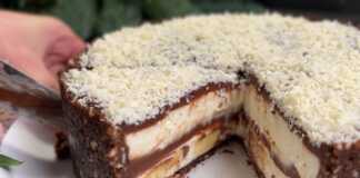 Δροσερό Σοκολατογλυκό με Κρέμα και Μπανάνα, έτοιμο για σερβίρισμα.