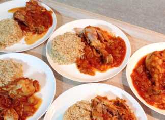 Κοτόπουλο κοκκινιστό με πλιγούρι