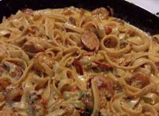 Γαριδομακαρανάδα με κοτόπουλο και λουκάνικα