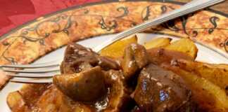 Μοσχαράκι με μανιταρια και ρύζι μπασματι