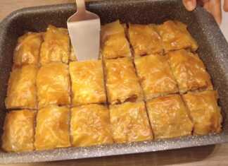 Μπακλαβάς με καρύδια, μήλα και σταφίδες.