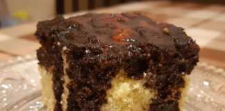 Κέικ με Καρύδια και σιρόπι κακάο