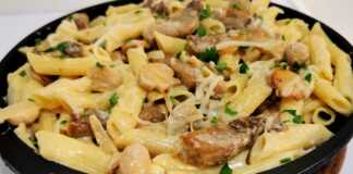 Πέννες με μανιτάρια και χοιρινό