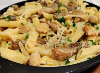 Πέννες με μανιτάρια και χοιρινό