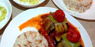 Ρολάκια Μελιτζάνας με κεφτέδες