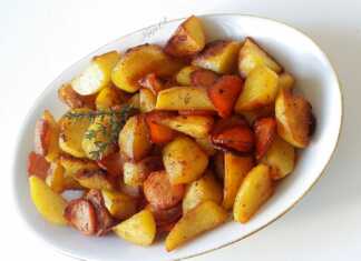 Σκορδάτες τηγανιτές πατάτες με καρότα