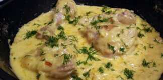 Kοτόπουλο σε σάλτσα κρέμας γάλακτος