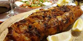 Χοιρινό ρολό γεμιστό με μανιτάρια, μπέικον και τυρί