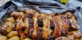 Χοιρινό φιλέτο γεμιστό με τυριά και μανιτάρια Χοιρινό φιλέτο γεμιστό