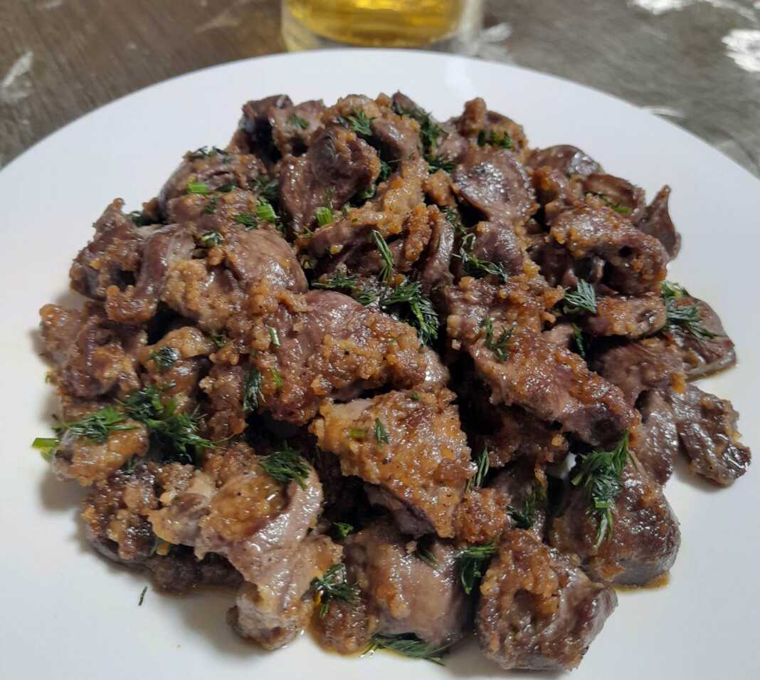 Καρδούλες Κοτόπουλο στο τηγάνι