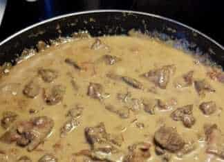 Συκώτι σε κρεμώδη σάλτσα με μανιτάρια