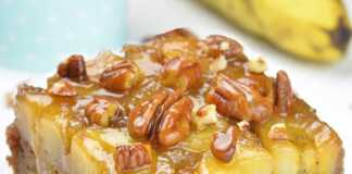 ανάποδο κέικ μπανάνας με καραμελωμένη μπανάνα