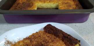 Γαλατόπιτα χωρίς φύλλο και χωρίς μίξερ, ψημένη, σερβιρισμένη με κανέλα.