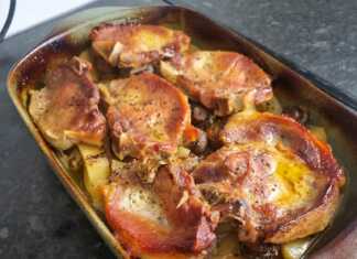 Χοιρινές μπριζόλες με μανιτάρια και πατάτες