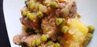 Μοσχάρι κατσαρόλας με πατάτα και αρακά