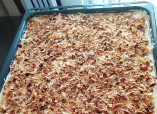 Ένα κομμάτι σουλτάν κανταΐφι που δείχνει τις στρώσεις: το σιροπιασμένο καταΐφι στη βάση, μια παχιά στρώση κρέμας, μια στρώση λευκής σαντιγί και καβουρδισμένα αμύγδαλα στην κορυφή.