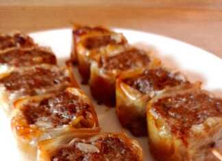 Σουβλάκι με φύλλο και κιμά