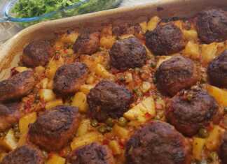 Αρακάς με κεφτεδάκια στo φούρνο. Αρακάς με κεφτεδάκια στo φούρνο