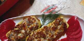 Kολοκυθάκια με κιμά και μανιτάρια.