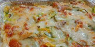 Λαζάνια με κολοκυθοανθούς ογκρατέν