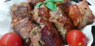 Συκωτάκια κοτόπουλου τυλιγμένα σε μπεικον στο τηγάνι