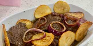 μπριζόλες με καραμελωμένα κρεμμύδια