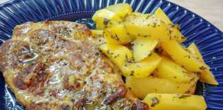 χοιρινές μπριζόλες με πατάτες