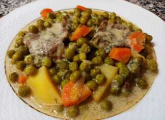 Μοσχάρι με αρακά αυγολέμονο