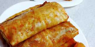 Ντολμάδες κοκκινιστοί με όσπρια