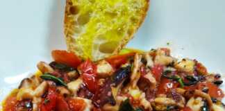 Χταπόδι με φρέσκα ντοματίνια